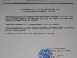 Pendaftaran Bakal Calon Ketua Umum KONI Konawe Resmi Dibuka, Ini Jadwal dan Persyaratannya