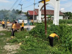 Cegah Penyebaran Penyakit Menular, Polres Konawe Lakukan Pembersihan di Lingkungan Mako