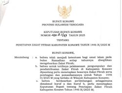 Resmi, Pemda Konawe Tetapkan Besaran Zakat Fitrah 1446 Hijriah