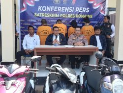Polres Konawe Bongkar Kasus Curanmor 18 TKP, 15 Motor Diamankan dan Empat Tersangka Ditahan