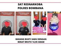 Polres Bombana Ringkus Dua Terduga Pengedar Sabu-sabu 14,95 Gram di Rumbia
